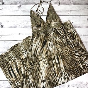 Lucky Brand animal print maxi halter dress xs